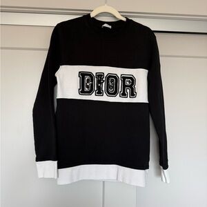 Dior x Kenny Scharf Ltd Edition Logo Cotton Black and White Crewneck Sweater